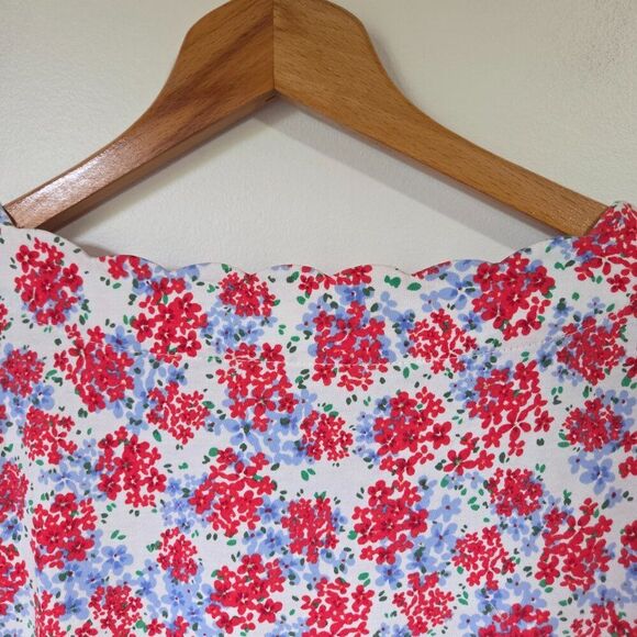 NWOT TALBOTS FLORAL SCALLOPED NECK SUPER SOFT PIMA COTTON TEE SIZE M - Picture 8 of 15